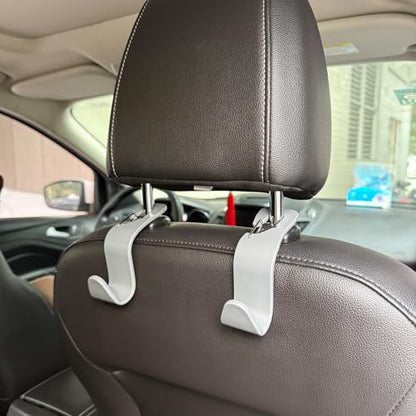 Car Seat Headrest Hooks, Car Organizer Hanger Storage Hooks for Handbags Purses Groceries Backpack Coat 4 Pack (Gray) - color: Gray