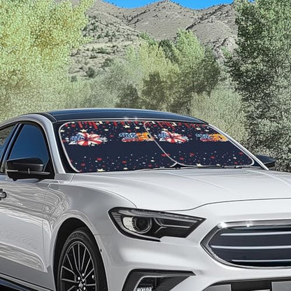 AFPANQZ 250th American Flower Windshield Sunshade for Car UV Protection, Car Sun Shade Auto Sun Shield Heat Protector Foldable Keeps Interior Cool 2 PCS - color: 250th American Flower