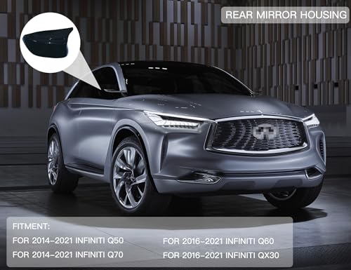 Horn Style Glossy Black Door Mirror Cover Cap Compatible with 2014-2020 Infiniti Q50 Q60 Q70 QX30 - size: Glossy Black
