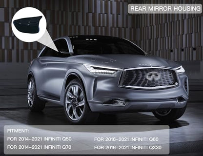 Horn Style Glossy Black Door Mirror Cover Cap Compatible with 2014-2020 Infiniti Q50 Q60 Q70 QX30 - size: Glossy Black