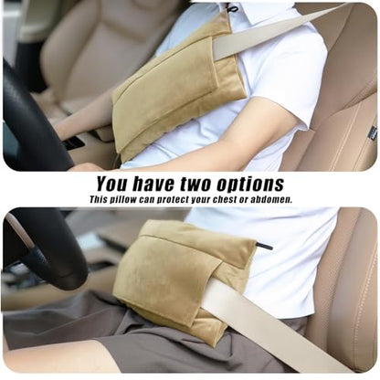 Super Soft Seatbelt Pillow, Seat Belt Pillow for Mastectomy Post-Surgery, Seat Belt Cushion for Heart Surgery Recovery, Hysterectomy Abdominal Incision Recovery Seatbelt (Beige, Large) - color: Beige
