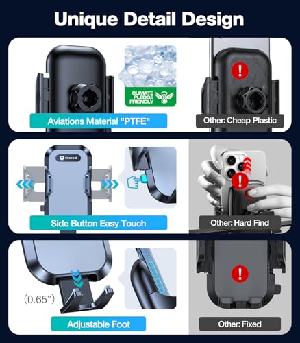 VICSEED Upgrade Ultra Stable Car Phone Holder Mount【Double Lock Metal Clip】 Universal Air Vent Phone Mount,Mobile Cell Phone Holder for Your Car,for iPhone 17 Pro Max 16 and All Phone - color: Black