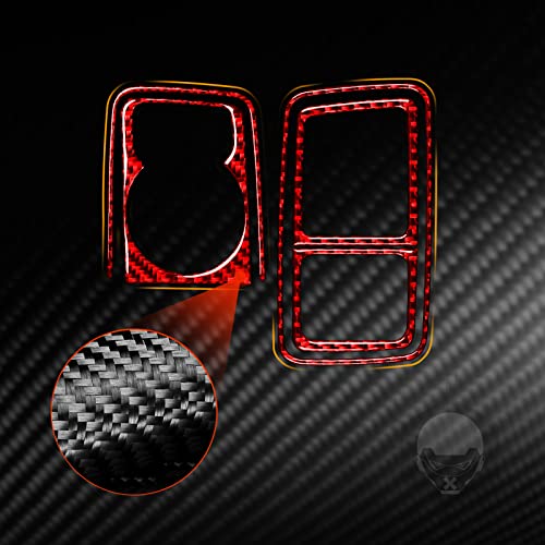 Carbon Fiber Car Gear Shift Knob Console Panel Cover Trims Rotary Shifter Compatible with Dodge Ram 1500/2500/3500 2013 2014 2015 Interior Accessories Red (Kit-F 5Pcs) - color: Red 15