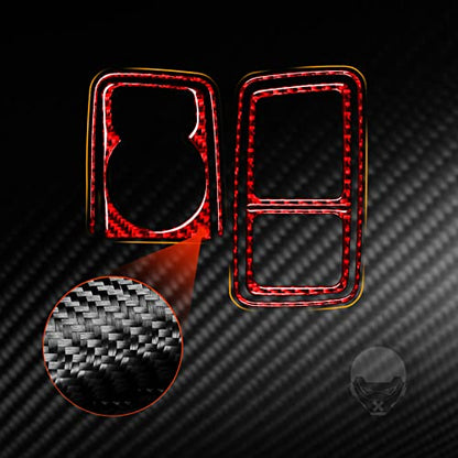 Carbon Fiber Car Gear Shift Knob Console Panel Cover Trims Rotary Shifter Compatible with Dodge Ram 1500/2500/3500 2013 2014 2015 Interior Accessories Red (Kit-F 5Pcs) - color: Red 15