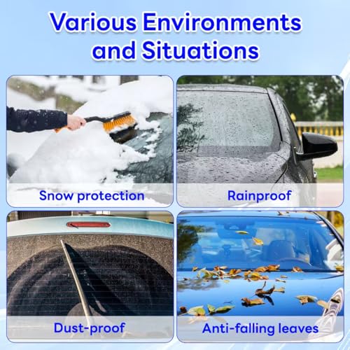 2 Pack Disposable Car Cover Clear Plastic Car Cover Universal Rain Dust Garage Cover with Elastic Band Medium (12.4 FT x 21.6 FT)