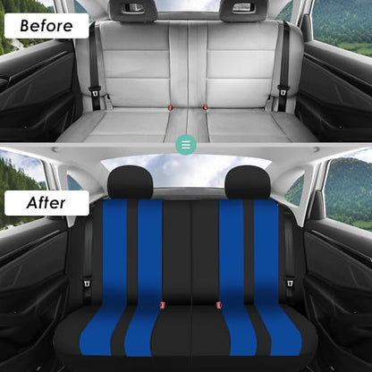 FH Group Striking Striped Car Seat Covers - Universal Fit, Washable Seat Covers for Cars, SUVs, Vans, Sedans, Blue, Rear Set - color: Blue, size: Rear Set