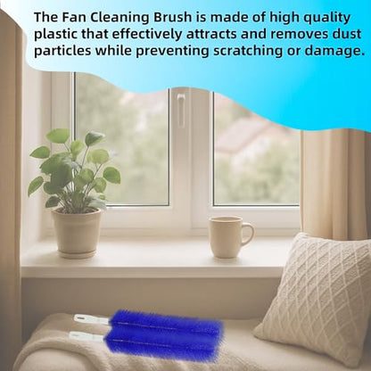 Fan Cleaning Brush, Bendable Fans Duster Fan Cleaner for Your Electric Fans Reusable Dust Cleaner Microfiber Head Dusting Brush for Air Conditioning, Home Car Vents, Curtain, Shutters 2 Pcs Blue - color: Blue