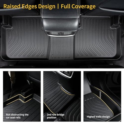 GINOWY-Floor Mats for Chevy Suburban/GMC Yukon XL 2015-2020 2nd Row with Bench Seat, All Weather Car Floor Mats Non-Silp Suburban 2020 Accessories Rubber Floor Liners - style: 4) for Chevy Suburban 2015-2020 Floor Mats
