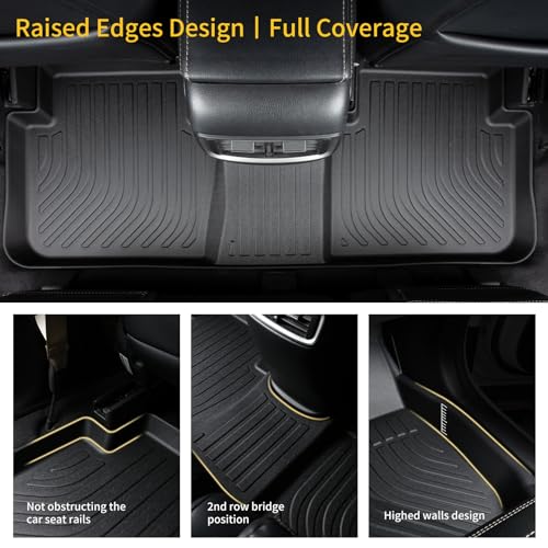 GINOWY- Floor Mats & Cargo Liner for Chevy Tahoe 2021-2025 2026 & GMC Yukon 8 Seat Bench Seat, TPE All Weather Car Mats for Chevrolet Tahoe Non-Slip Trunk Mat Waterproof Accessories Floor Liners Black - style: 5) for Chevy Tahoe 2021-2026 Full Set with ba