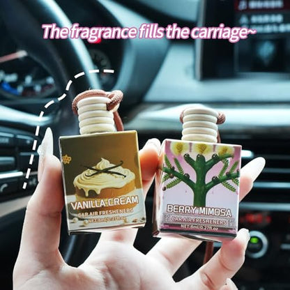 Car Air Freshener Diffuser, Car Fresheners Long Lasting, Hanging Car Scents Air Freshener, Essential Oil Diffuser, Vanilla Cream Fragrance Oil, 8ml*2pcs