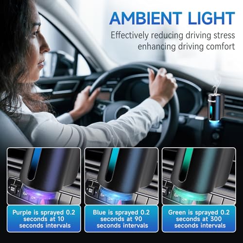 Featwell Car Air Freshener, Air Freshener Diffuser Three Adjustable Modes, Aromatherapy Machine Rechargeable (Black) - color: Black