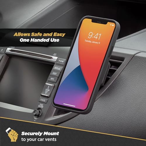 Scosche MAGVM2B MagicMount Magnetic Cell Phone Stand, Hands-Free Cellphone Holder for Car Vent Phone Mount Compatible with iPhone, Samsung and all Mobile Android Phones, Not Compatible with MagSafe - size: 1 Pack, style: Vent
