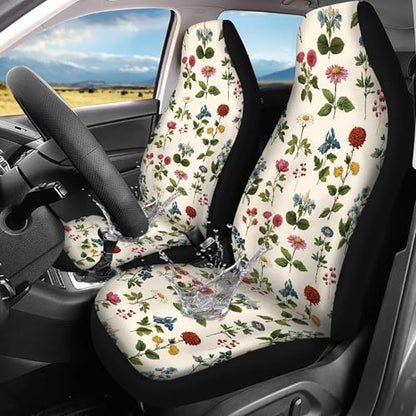 Wild Flower Print Waterproof Car Seat Cover Front Seats Only for Women,Universal Fit for SUV,Truck,Sedan or Van - color: Wild Flower