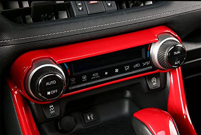 ERIDANUS Auto Accessories Fit for RAV4 2024 2023 2022 2021 2020 2019 Dashboard Ac Switch Panel Button Cover Frame Trim (Glossy Red) ABS 1 PC - color: Glossy Red