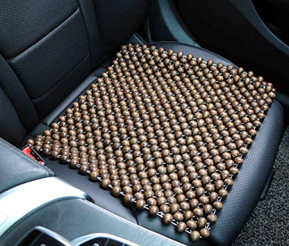 Natural Wood Beaded Seat Cover Pad Mat Comfy Cool Summer Massage Seat Cushion (Square) Medium Size for Car, Sedan,SUV Office Chair - size: All-Purpose Standard (16.54" Square)