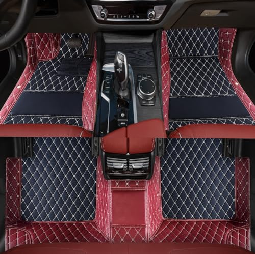 Custom Personalized Floor Mats for Cars，Luxury Full Coverage All Weather Car Floor Mats，Anti-Slip Leather Car Mat Set ，Custom Floor Mats for 99% of Cars, Trucks & SUVs (3D Wine red and Black) - color: 3D Wine red and black