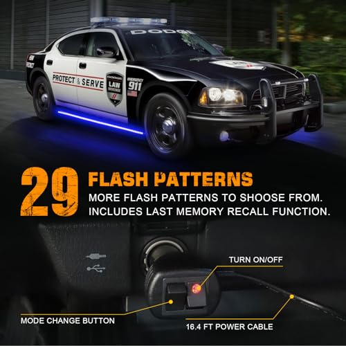 XRIDONSEN 2PCS 60 inch Blue Running Board Emergency Lights Strip 720 LED Strobe Lights Flashing Warning Safety First Responder Light for Police Firefighter Vehicles Ambulance Trucks Pickup SUV - color: Blue