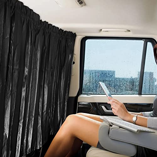 ZATOOTO Car Curtains - Divider Privacy Window Sun Shade - Side Windshield Magnetic Sunshades Covers - Travel Removable Simple - color: Black Faux Silk Louvered–Divider 1PC