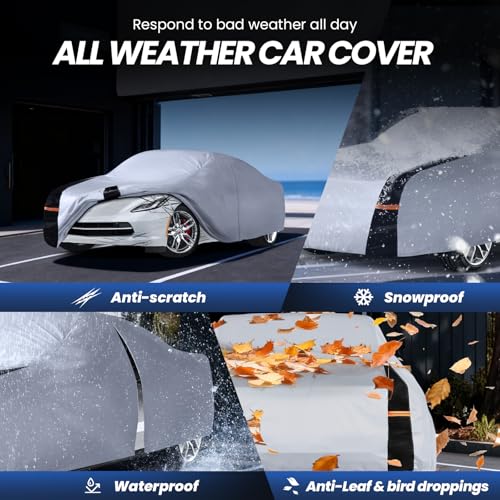 Coupe Car Cover Waterproof All Weather, 10 Layers Outdoor Car Covers for Muscle Car - Sun & Rain Protector Full Exterior Covers. Custom Fit Ford Mustang, Shelby Camaro, etc C4(Gift Towel/Storage Bag) - size: C4 Fit Coupe/Cabrio 185"-193" (See Size Chart)