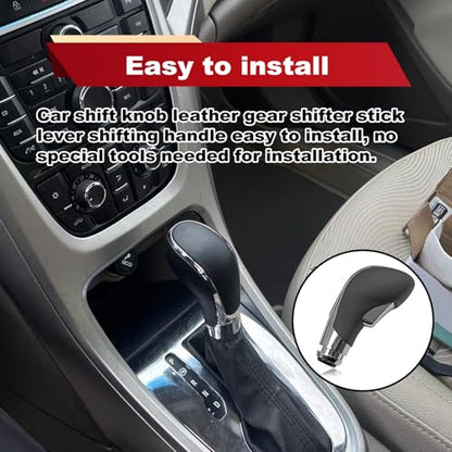 Automatic Gear Stick Shift Knob Compatible with 2012-2017 Buick Verano Car Gear Shift Knob Leather Car Stick Lever Gear Shifter Knob Cover Head Handle Lever(Black) - color: black