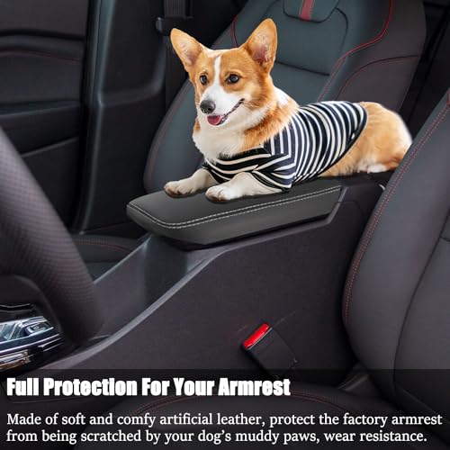 Car Armrest Cover Waterproof Center Console Pad Scratch Resistance Box Cover Anti-Scratch Leather Protector Pad for Chevy Trax 2024 2025 2026 Accessories(Black + White Stitches) - color: Black + White Stitches