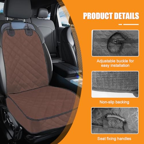 ZIMISI Dog Car Seat Cover, Waterproof & Scratch Proof Car Seat Protector with Side Flaps, Nonslip Front Car Seat Covers with Safety Belt, Universal Dog Mat for Cars, SUVs, Trucks (Coffee) - color: Coffee