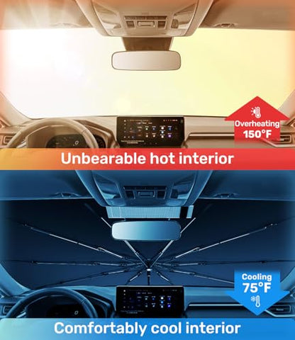 Zanch Upgrade Windshield Sun Shade, Custom Fit for Toyota RAV4 2019-2025 [Titanium-Silver Reflective Coating] Blocks 99% UV & Heat, Sunshade Umbrella for RAV4 2019 2020 2021 2022 2023 2024 2025 - size: For Toyota RAV4 (2019-2025)