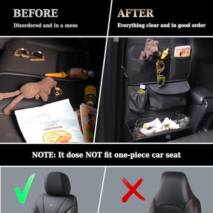 Coverado Backseat Car Organizer, Nappa Leather Car Seat Organizer with Touch Screen Tablet Holder, Foldable Food Tray, Kick Mats Protector, Multi Car Storage Accessories, Garbage Bag Holder-1 Pack - size: 1 Pack-Original