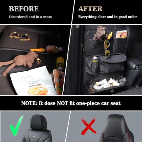 Coverado Backseat Car Organizer, Nappa Leather Car Seat Organizer with Touch Screen Tablet Holder, Foldable Food Tray, Kick Mats Protector, Multi Car Storage Accessories, Garbage Bag Holder-1 Pack - size: 1 Pack-Original