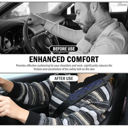 2PCS Diamond-Shaped Stitching Car Seatbelt Covers,Stylish Car Seatbelt Cushion Relieves Shoulder and Neck Fatigue as Cars Decorations,Leather Cars Seat Belt Cover Pad (Blue) - color: Blue