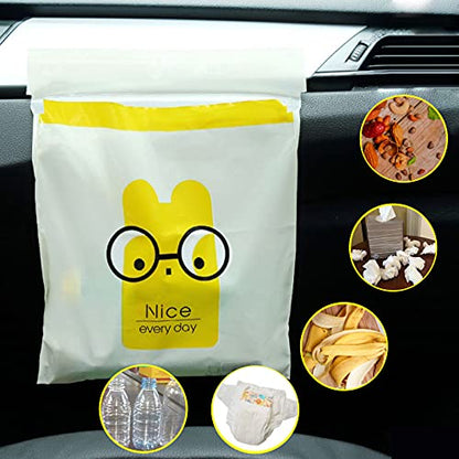 32pcs Car Trash Bags Easy Stick-On Disposable Portable Car Garbage Bags, Waterproof Leak Proof Barf Vomit Bags, Self Adhesive Cleaning Bags for Cars, Bedrooms, Bathrooms, Offices, Kitchens - Pattern A - color: A-32 Pieces