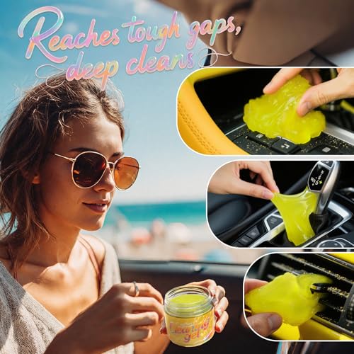 ASFSKY Keyboard Cleaning Gel (Lemon) Universal Cleaning Putty Dust Cleaning Car Interior Cleaner Car Dust Remover Car Slime Gifts for Men Women Girl（1 Pack） - color: yellow