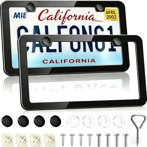 Metal License Plate Frame Black Matte Heavy Duty Rust Proof Car Plate Front Tag Cover with Screws 2 Pack – Fits Standard US Vehicles - color: Black4