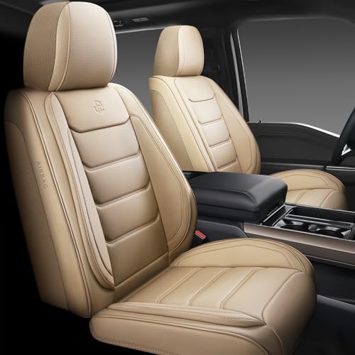 Full Coverage Faux Leather Car Seat Covers Full Set,Automotive Seat Covers for Cars,SUVs Pick-up Truck, Car Seat Cushion, Beige Seat Covers for 5 Seats,Car Seat Protector - color: Beige, size: Full Set