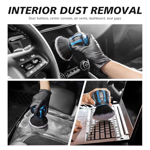 Car Detailing Brush, Interior Brush Accessories, Soft Bristles Beauty Tools with Storage Rack, Universal for Most Cars (Blue)