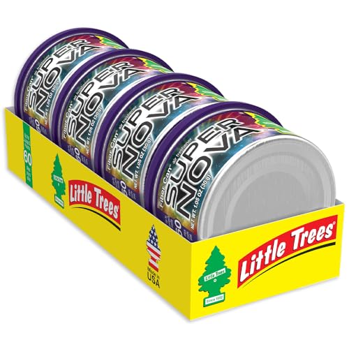 LITTLE TREES Car Air Freshener | Fiber Can Provides Long Lasting Scent for Auto or Home | Recycled Fiber | Supernova, 4 Air Fresheners - color: Supernova