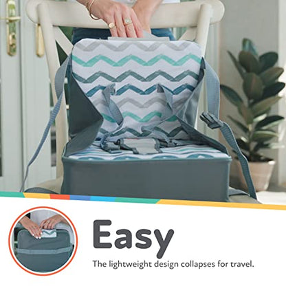 Nuby Easy Go Booster Seat - Travel Booster Seat for Babies and Toddlers - Holds Up to 35 Pounds - 9+ Months - Gray Chevron - color: Chevron