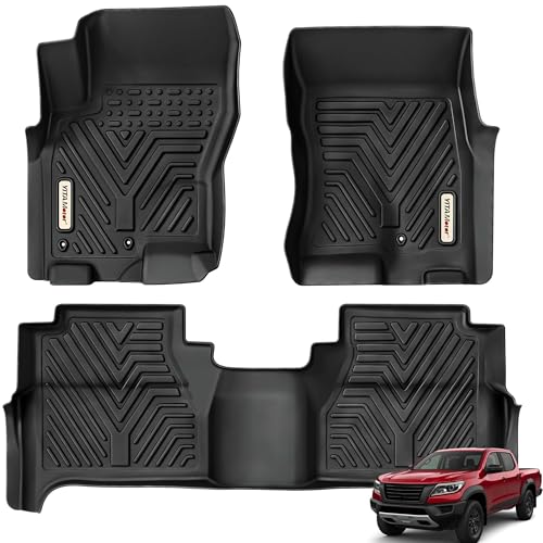 YITAMOTOR Floor Mats Compatible with 2008-2021 Nissan Frontier Crew Cab, Custom Compatible with Truck Floor Liners, All-Weather Protection for Frontier Accessories, 1st & 2nd Row, Black - style: 08-21 Frontier Crew Cab