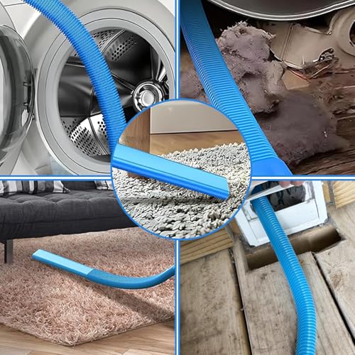 Upgraded Dryer Vent Cleaner Kit: Universal Vacuum Hose Attachment for Lint Removal Fits All Vacuums Cleaner Dryer Cleaning Tools for Clogged Ducts (Blue) - color: Blue