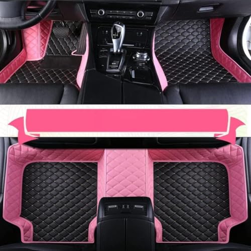 Custom Personalized Floor Mats for Cars，Luxury Full Coverage All Car Floor Mats，Anti-Slip Leather Car Mat Set ，Custom Floor Mats for 98% of Cars, Trucks SUVs (Pink and Black) - color: Pink and Black