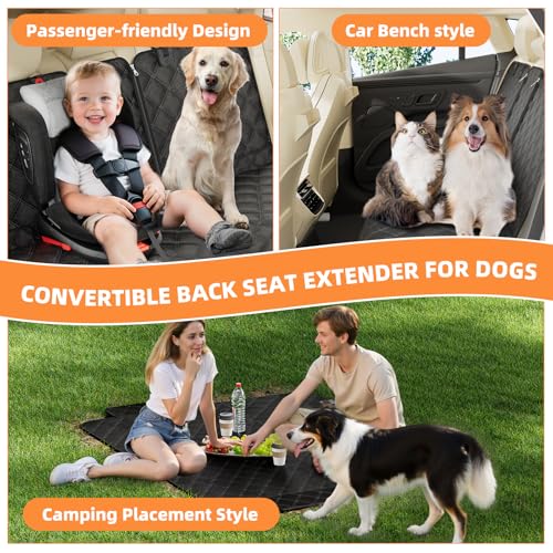Simple Trending Dog Car Seat Cover, Back Seat Pet Bed Mat Protector Waterproof Bench Car Seat Cover, Nonslip Pet Car Bed Dog Hammock for Car, SUV, Truck