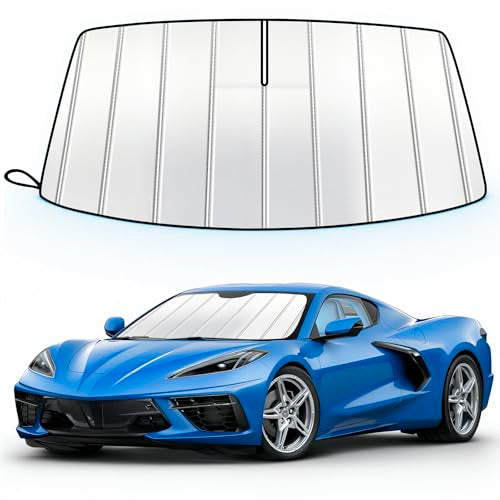 Windshield Sun Shade for Chevy Corvette C8 2020-2026, Custom Fit Accordion Folding Design Front Window Sunshade Sun Visor Shield Accessories for Interior Protector, Blocks UV - size: For Chevy Corvette C8 2020-2026