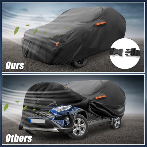 X AUTOHAUX Car Cover for Toyota RAV4 2012-2022 Aluminum Film Outdoor Waterproof Sun Rain Snow Hail Protection with Driver Door Zipper - size: For Toyota Rav4 2012-2022