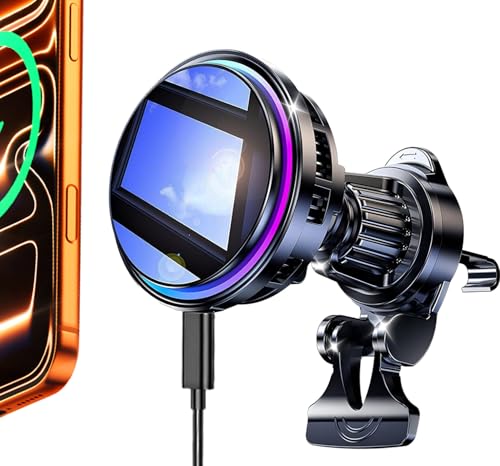 TEC & Fan Dual Cooling Magnetic Wireless Car Charger, For Magsafe Car Mount Charger, Air Vent 15W Fast Wireless Charging Car Phone Holder Bracket for iPhone 17 16 15 14 13 12, for Samsung ＆ Android