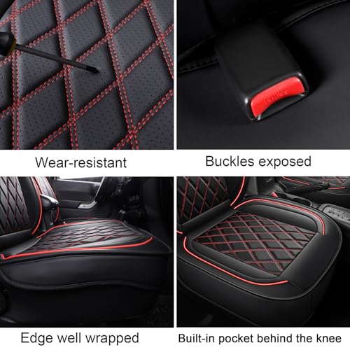 MIROZO Tacoma Front Seat Covers, Waterproof Truck Seat Covers Fit for 2016-2023 Toyota Tacoma Crew Cab,Leather Automotive Seat Cover Car Seat Covers (Black and Red,2PCS Front) - color: Black And Red, size: 2PCS Front（2016-2023 Tacoma）