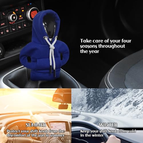 vvag Gear Shift Hoodie, Hoodie Car Gear Shift Cover, Car Shift Knob Hoodie, Automotive Interior Accessories, Universal Fit Knob Cover Gift (Blue) - color: Blue