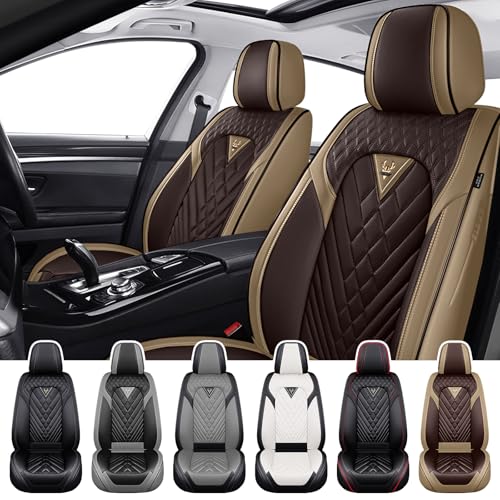 Car Seat Covers for Kia Sportage 2002-2026, Waterproof Nappa Leather Front Seat Cover, Anti-Slip and Comfortable Automotive Seat Protector&Accessories(Brown Coffee) - color: Brown Coffee, size: Front Set