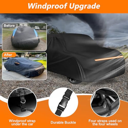 Car Cover for 2002-2025 Mini Cooper 2 Door, Waterproof 420D Oxford Cloth Outdoor Full Car Cover with Zipper, Windproof Heavy Duty All Weather Protection - size: for Mini Cooper 2002-2025 2 Door