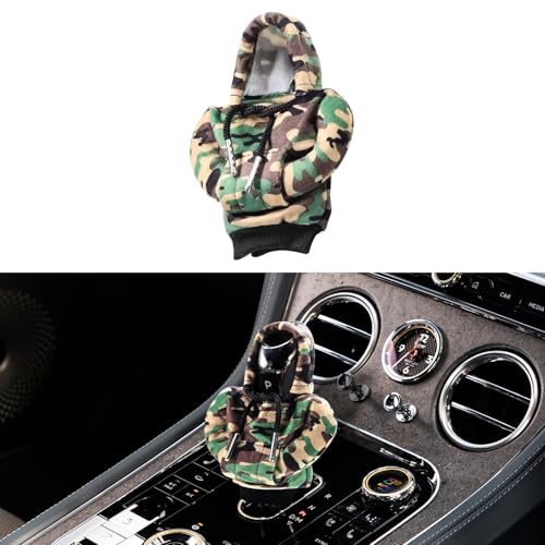 Gear Shift Hoodie, Upgraded Universal Hoodie Car Gear Shift Cover, Funny Shifter Hoodie, Car Interior Accessories Car Shifter Stick Protector Decoration for Most Car Gear Shift Levers - color: Camouflage hoodie, size: 1 Piece