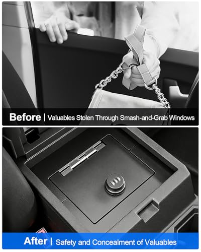 Center Console Safe Lock Box for Toyota 4runner 2025 2026 Accessories No Drill Anti-Theft Armrest Security Organizer with 3-Digit Combination Lock Carbon Steel Safe Vault Replacement - size: Toyota 4runner Safe Organizer